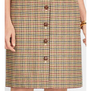 Talbots Houndstooth Plaid Wool Button Front Skirt 16 NWT